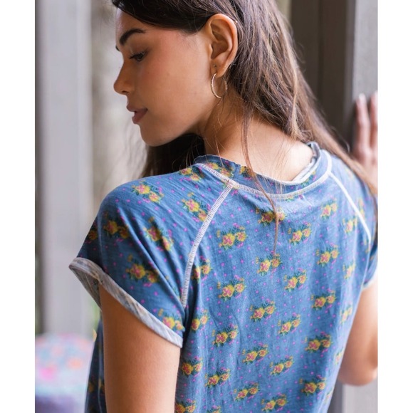 Natural Life Lily Cotton Short Sleeve Tee Shirt Size Small Blue - Picture 2 of 8